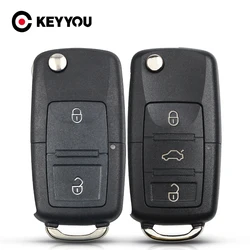 KEYYOU For Volkswagen Vw Jetta Golf Passat Beetle Skoda Seat Polo B5 2 button Folding Car Remote Key Flip Folding Key Shell Case