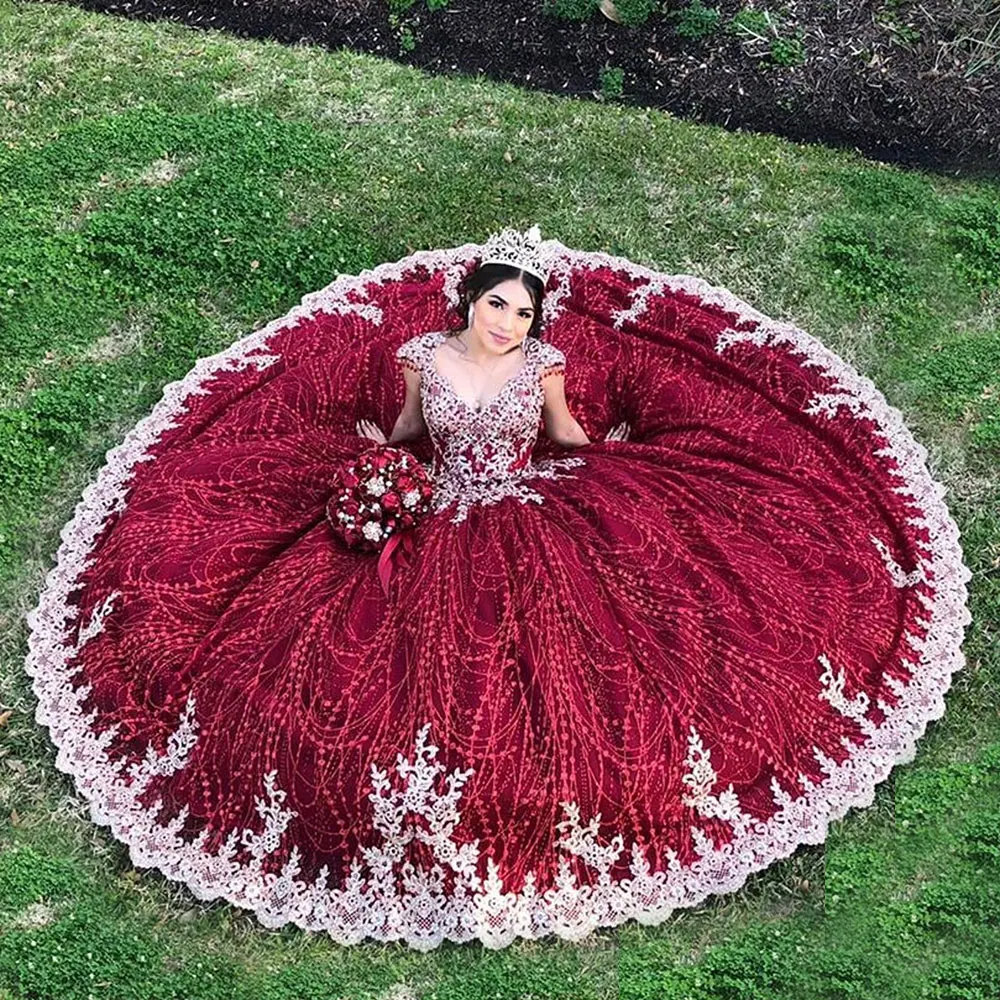 Vestidos De Quinceañera, vestido De baile burdeos, apliques dorados, dulce 16, 2023