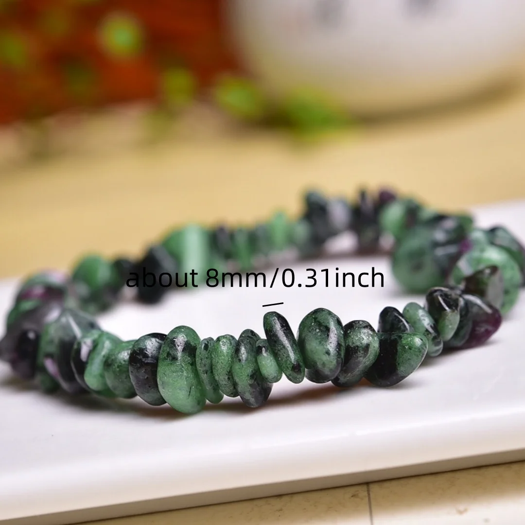 1 قطعة سوار الحصى الكريستال الطبيعي ، سوار اليشم الحصى الياقوت الطبيعي مع حجر سحق غير منتظم ، سوار الموضة