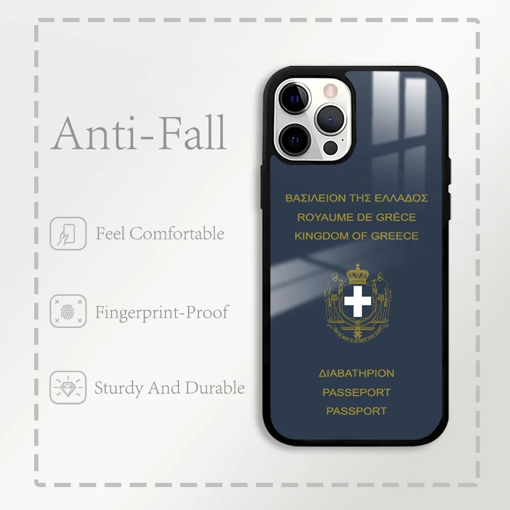 Greek Passport Pattern Phone Case For IPhone 16 15 14 13 12 11 Pro Xs Max Mini Plus Celulares Hard Funda Dropshipping