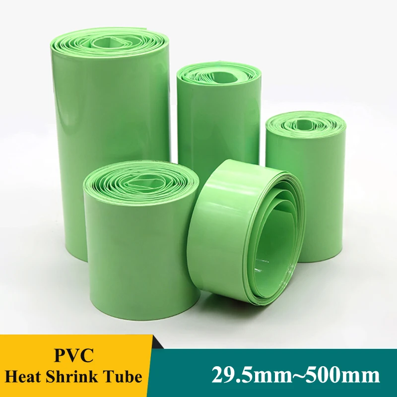 

1~10M Fruit Green Heat Shrinkable Wrap Width29.5~500mm Cable Protector Skin Lithium Film Case PVC Heat Shrink Tube for Batteries