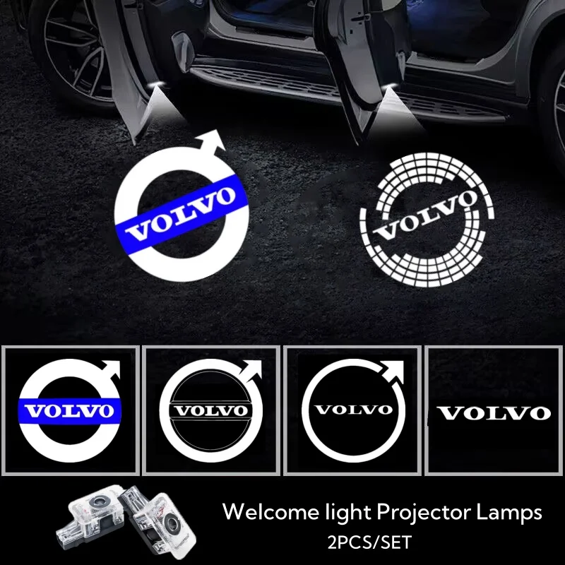 2PCS Car Door Emblem LED Light Welcome Lamp Wireless Laser Projector for Volvo XC40 XC90 V40 V90 V60 XC60 S80 S60 S90 V70 XC70