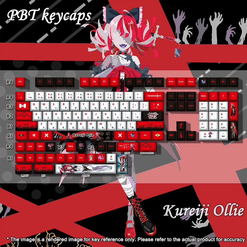 Anime Keycaps Kanata Hololive Vtuber Key Cover PBT DYE Sublimation Cherry Profile For MX Cross Switch Keycap Mechanical Keyboard
