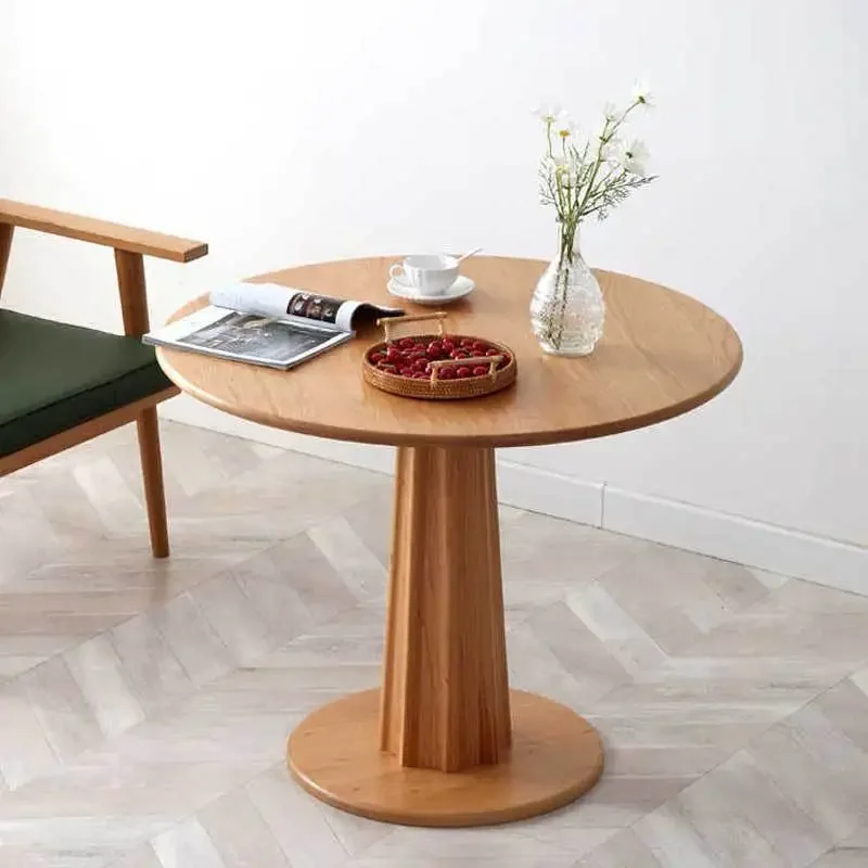 طاولة طعام مستديرة بسيطة غير رسمية من خشب الكرز والخشب الصلب بالكامل من الشمال، سجل الجوز الأسود الاسكندنافي الفاخر الخفيف