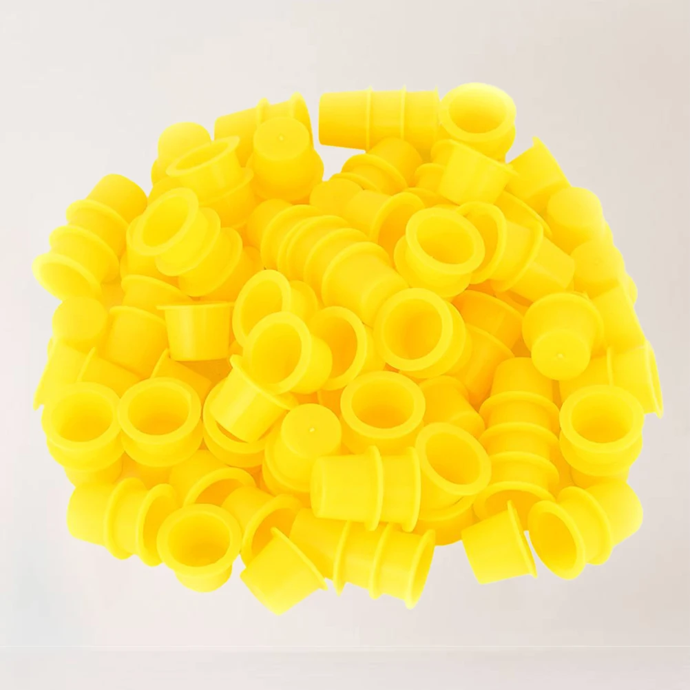 

100 Pcs Color Cup Pigment Holder Tattoo Cups Ink for Tattooing Mini Yellow