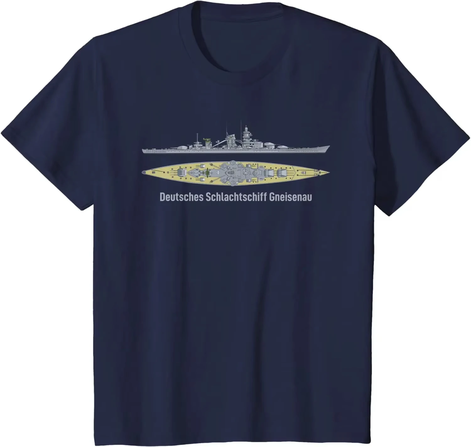 Battleship Gneisenau Naval Warships T-Shirt Cotton O-Neck Summer Short Sleeve Casual Mens T-shi