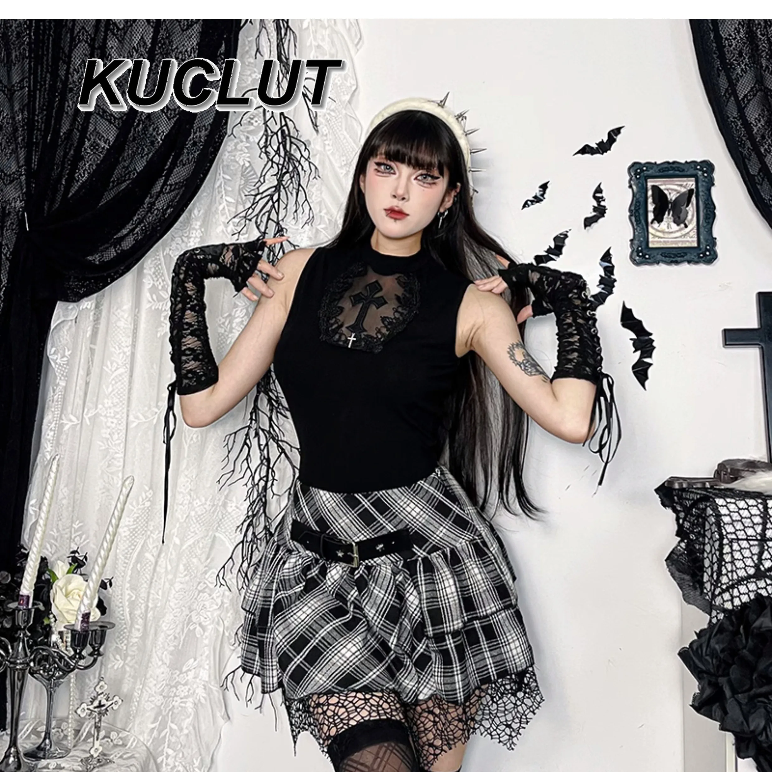 Fashion Casual Mini Short Skirt Femme Black and White Y2k Goth Japanese Style 2025 New Summer Women's High Waist Skirt