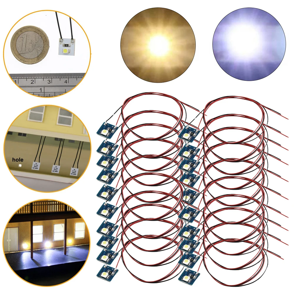 

12v LEDs For Model Railway Building Interior Lighting For Hornby Pre-Wired Bright White/Warm White SMD LED 3528 Lamp Light Set