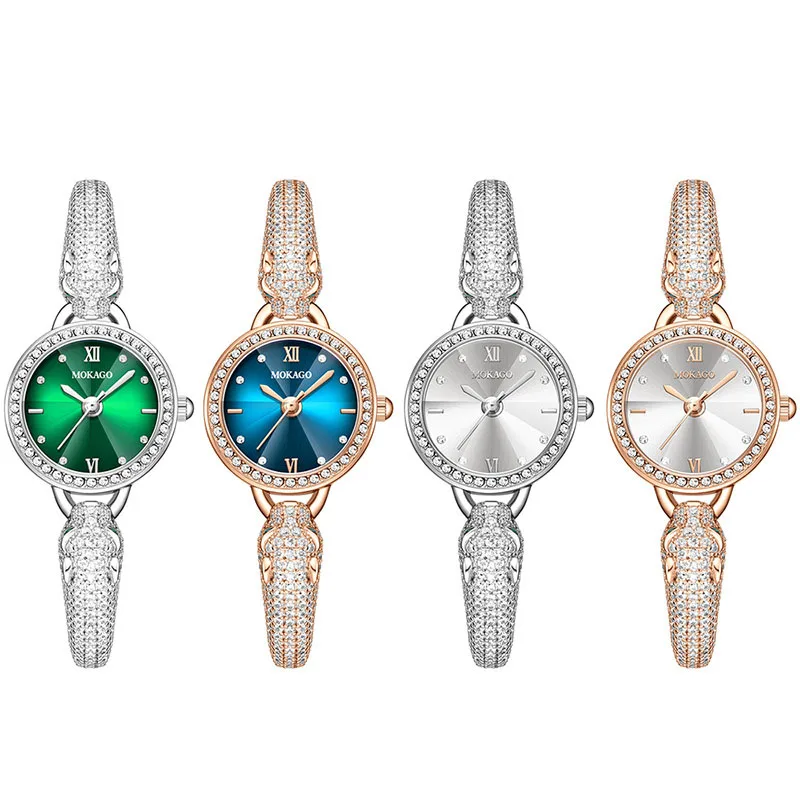 กำไลข้อมือรูปหัวเสือดาว AL-175 ดีไซน์ทันสมัยและสง่างาม ประดับเพชรอย่างหรูหรา นาฬิกาข้อมือผู้หญิงมีความหรูหราเบาๆ และมีเอกลักษณ์เฉพาะตัว