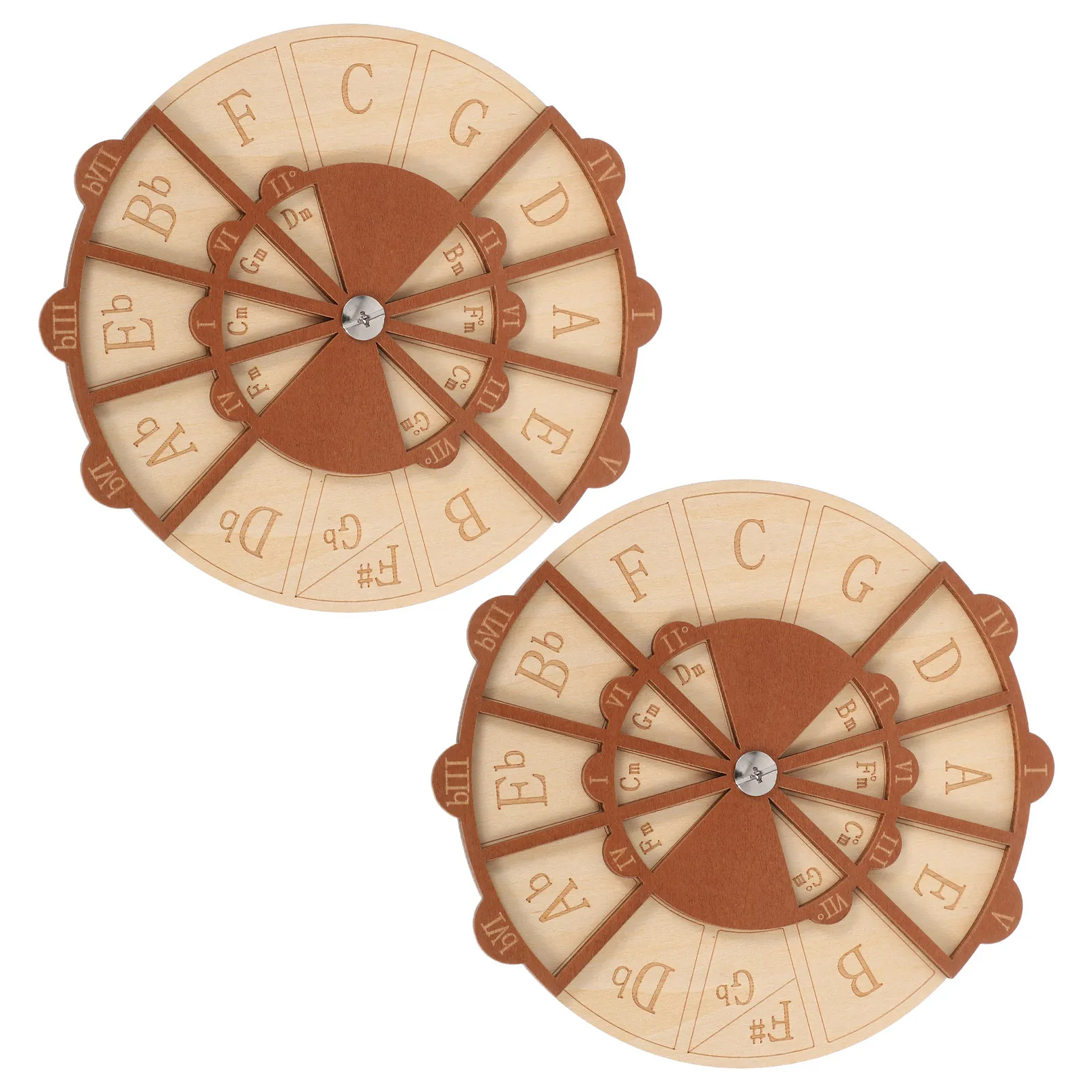 2 pcs Music Piano Practice Halloween Christmas New Year Wooden Circle Fifths Wheel Chart Guitar Chord Presser Accessory Learning