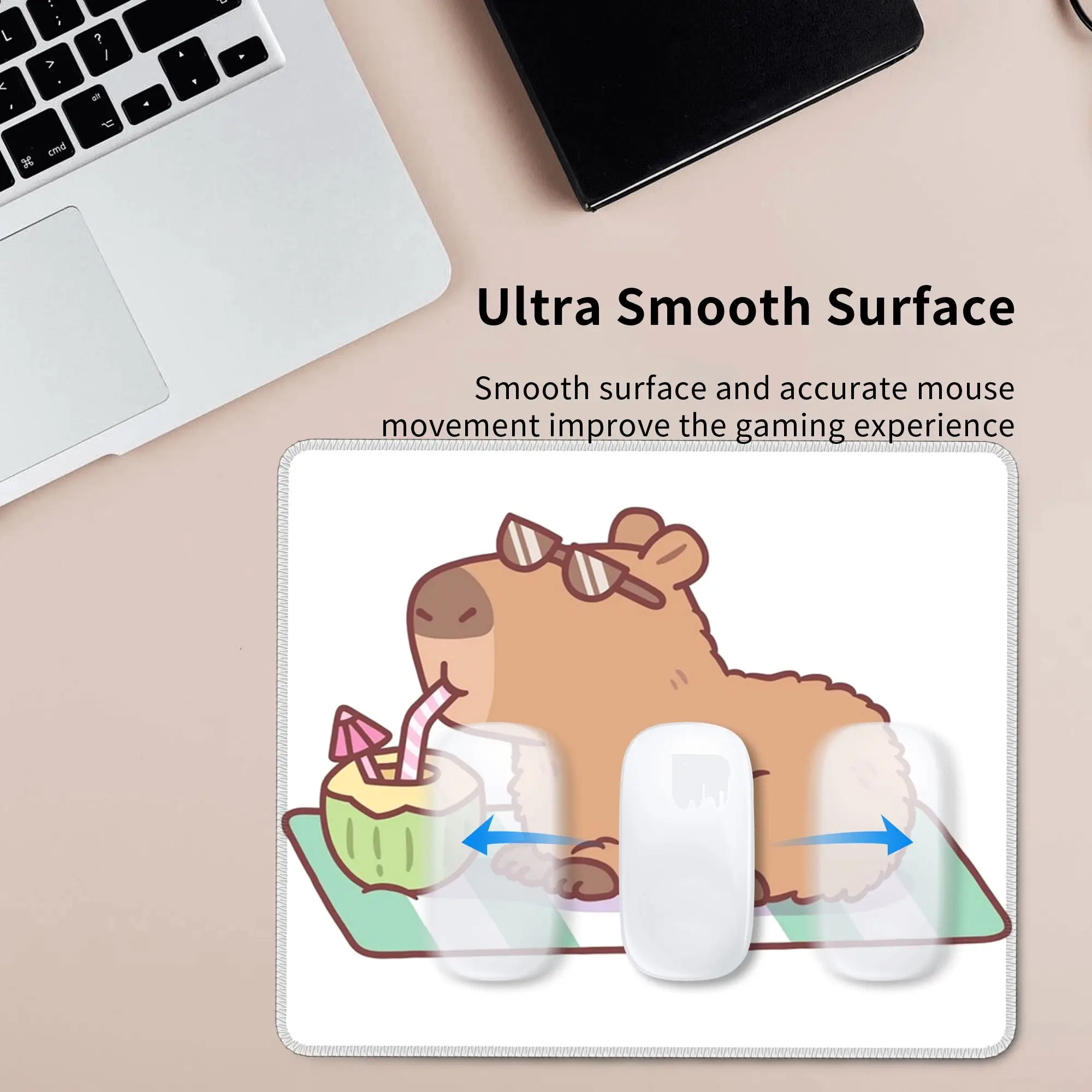 Chill Capybara Drinking Coconut Juice Mouse Pad Computer Keyboard Mouse Mat Gaming Laptop Desk Mat Office Accessories Table Mats