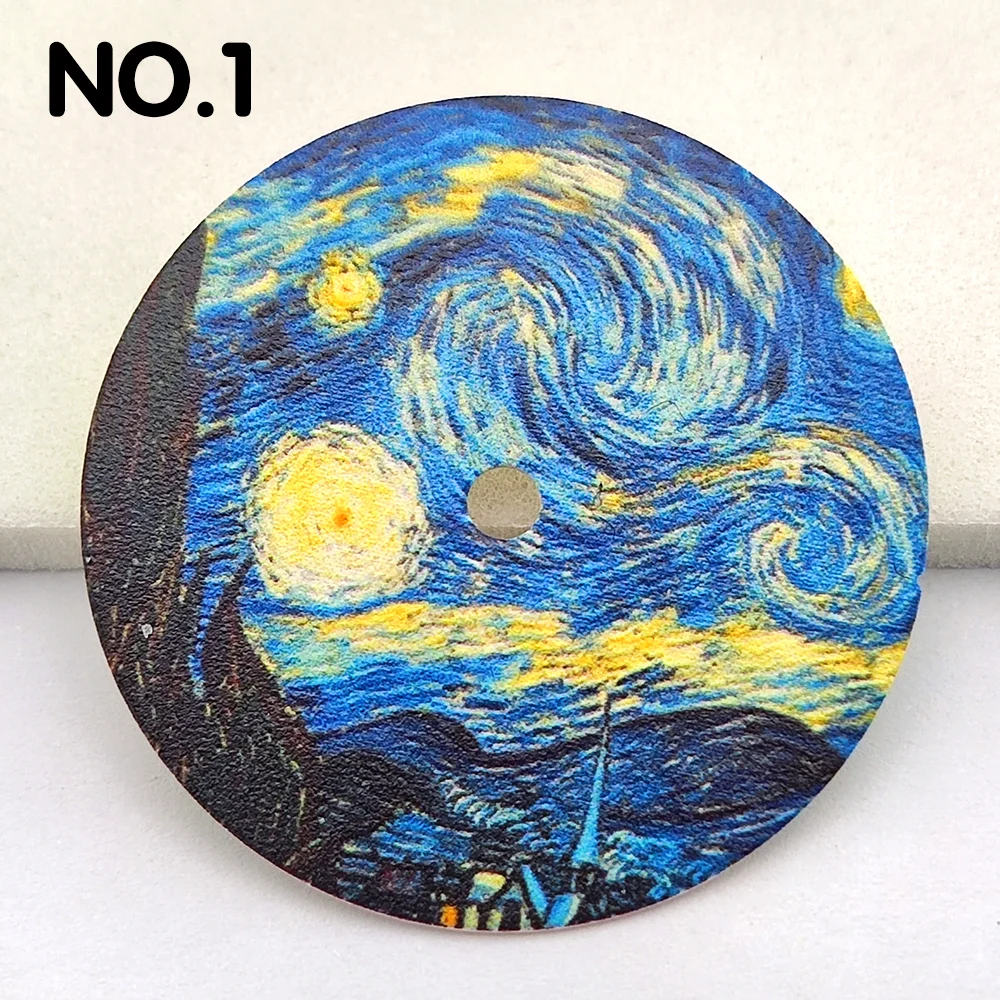 NH35 Dial World Famous Paintings Van Gogh Works Replica Dial Fits NH35/NH36 Movement Watch Accessories Dial 28.5mm Watch Dials