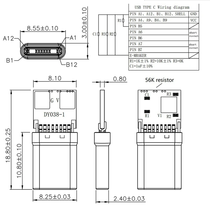 10Pcs Fast Charge Module PD/QC Decoy Board PD 2 3.0 DC Trigger Cable USB Type-C Male Plug QC4 Charge Connector Easy To Use