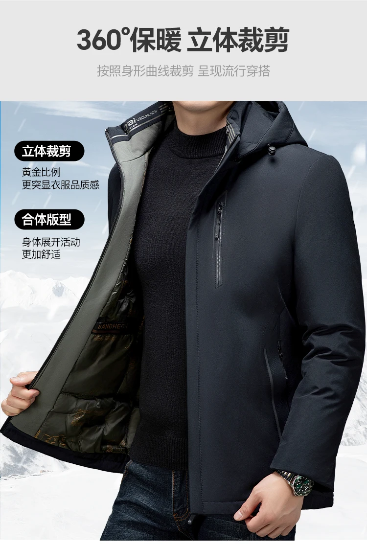 ชาย High-end Parkas ฤดูหนาวธุรกิจใหม่ผู้ชาย Graphene Coat หนา Keep WARM Parkas ผู้ชายเย็นเสื้อลําลอง