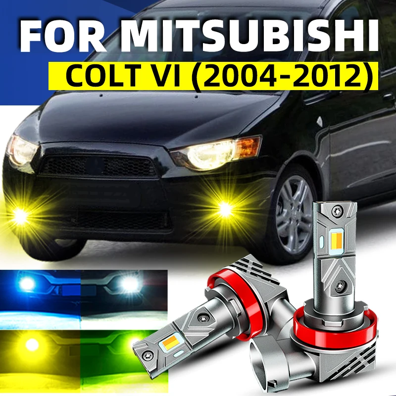 2pcs Car LED Front Fog Lights Bulbs Dual Colors Switchback White Yellow For Mitsubishi COLT CZC Z3 Z2 2004 2006 2008 2010 2012