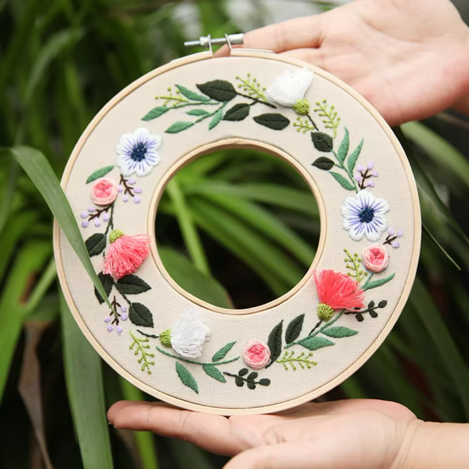 

Flower Embroidery Kit with Two Hoops for Adults Beginners