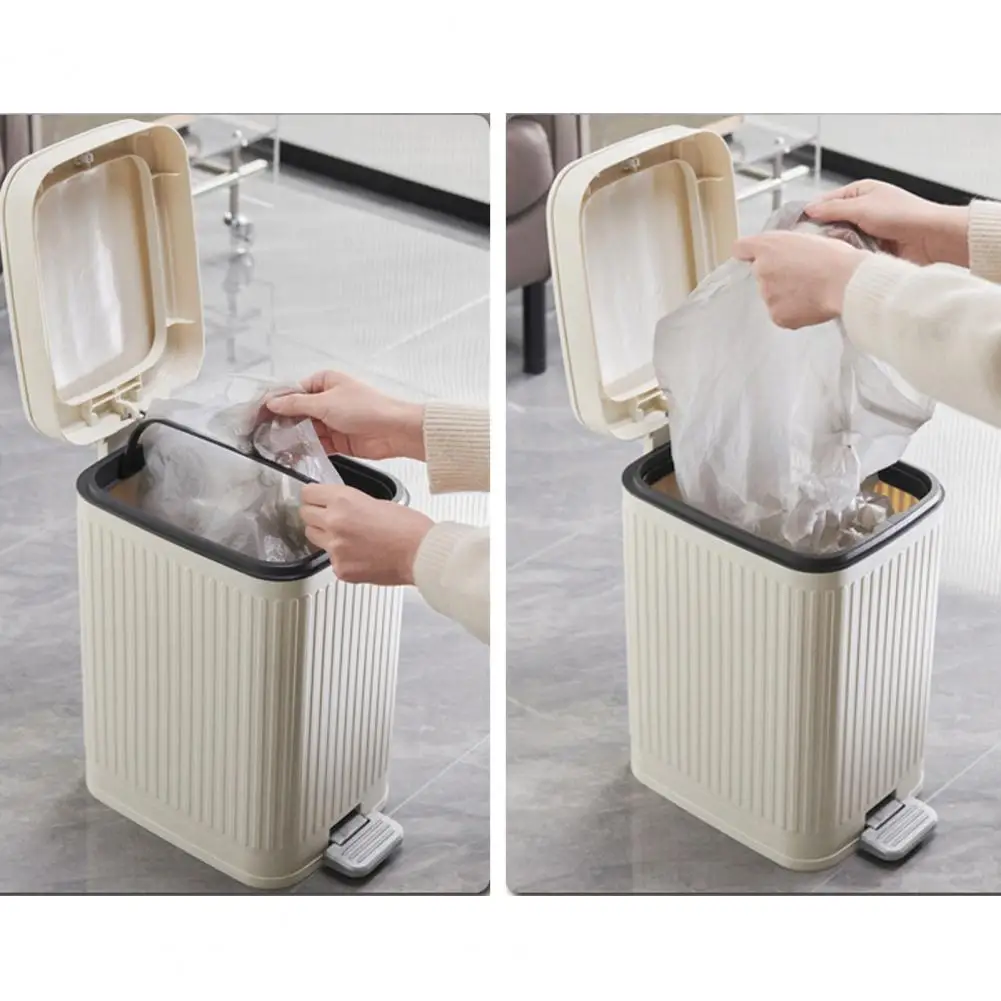 Small Bathroom Garbage Capacity Push-type Trash with Foot Pedal for Bathroom Smell Insulation Garbage Bin Easy to Use Basket