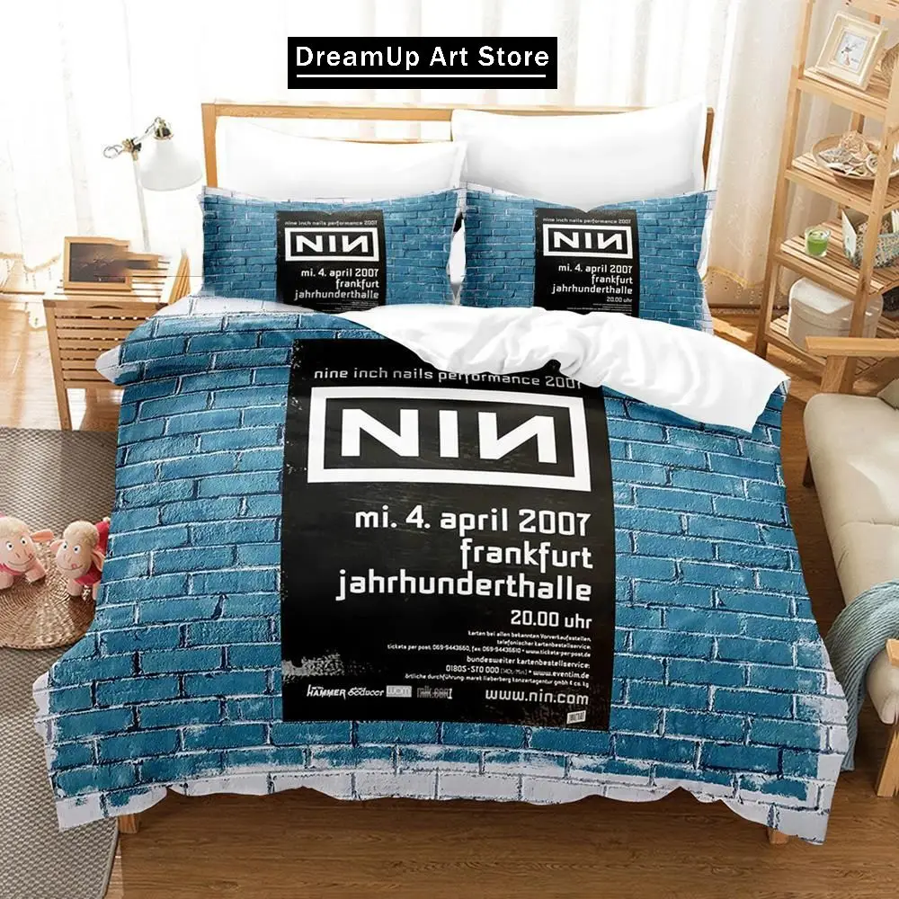 3D Print Nine Inch Nails NIN Bedding Set Boys Girls Twin Queen Size Duvet Cover Pillowcase Bed Kids Adult Home Textileextile