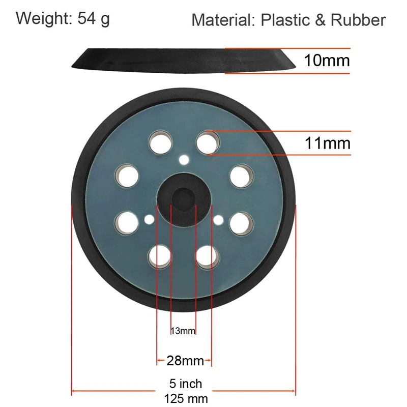 5 Inch 8 Lỗ 125Mm Thay Thế Tấm Chà Nhám Nhám PU Móc Và Vòng Lưng Miếng Lót Cho Makita Nhám Điện máy Xay Khung Xe