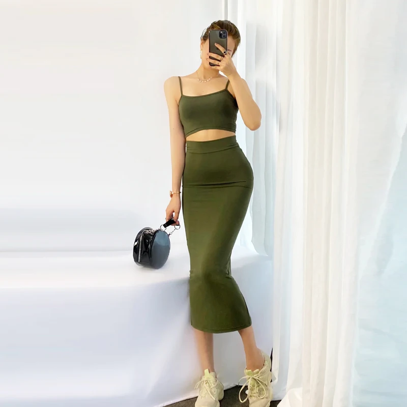 

Новая летняя женская длинная юбка прямого кроя с высокой талией, облегающая высокая юбка длиной f, однотонная уличная юбка из смеси хлопка