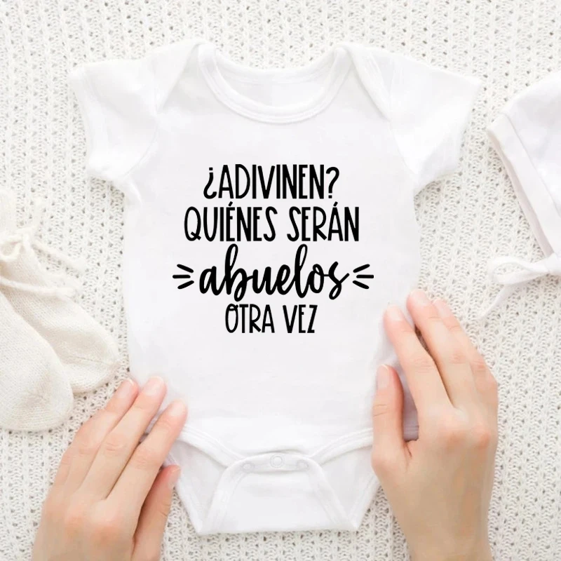 Guess Who Will Become Grandparents Again Baby Bodysuits Newborn Rompers Announcement Pregnancy Reveal Clothes Grandparents Gifts