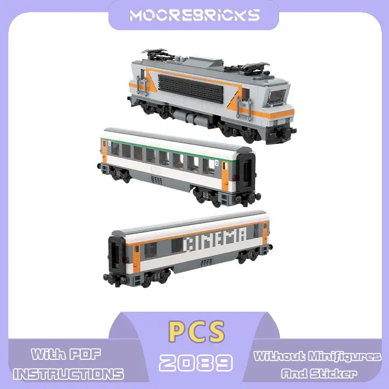 MOC Französischer Vintage-Stil Elektrische Lokomotive Bauklötze Klassisches Express-Eisenbahn-Personenzug-Modell Schienen-Spielzeug für Erwachsene