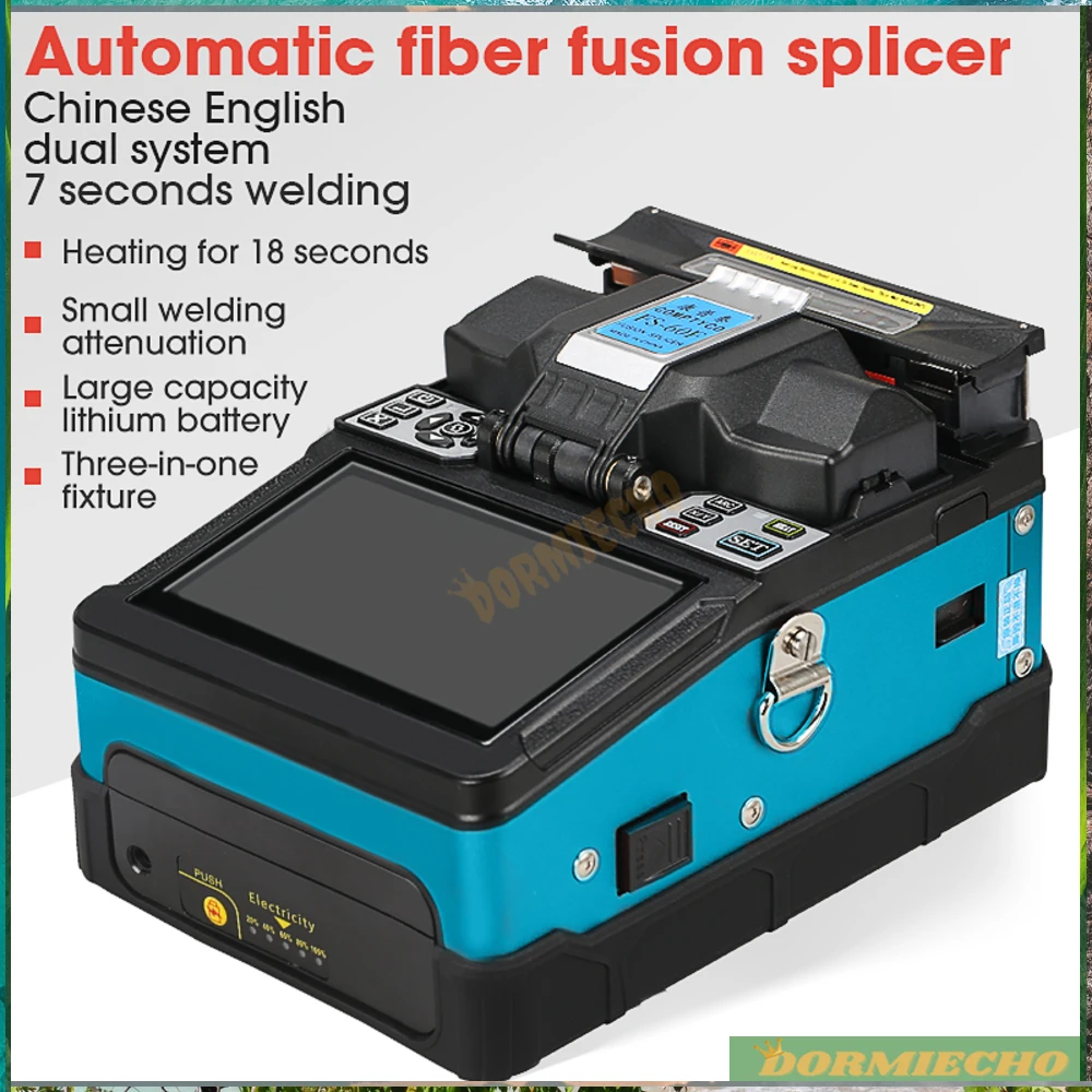 High Guaranteed FS-60F Optical Fiber Fusion Splicer 7800MAH Large Capacity Lithium Battery Fiber Welding Splicing Machine FTTH