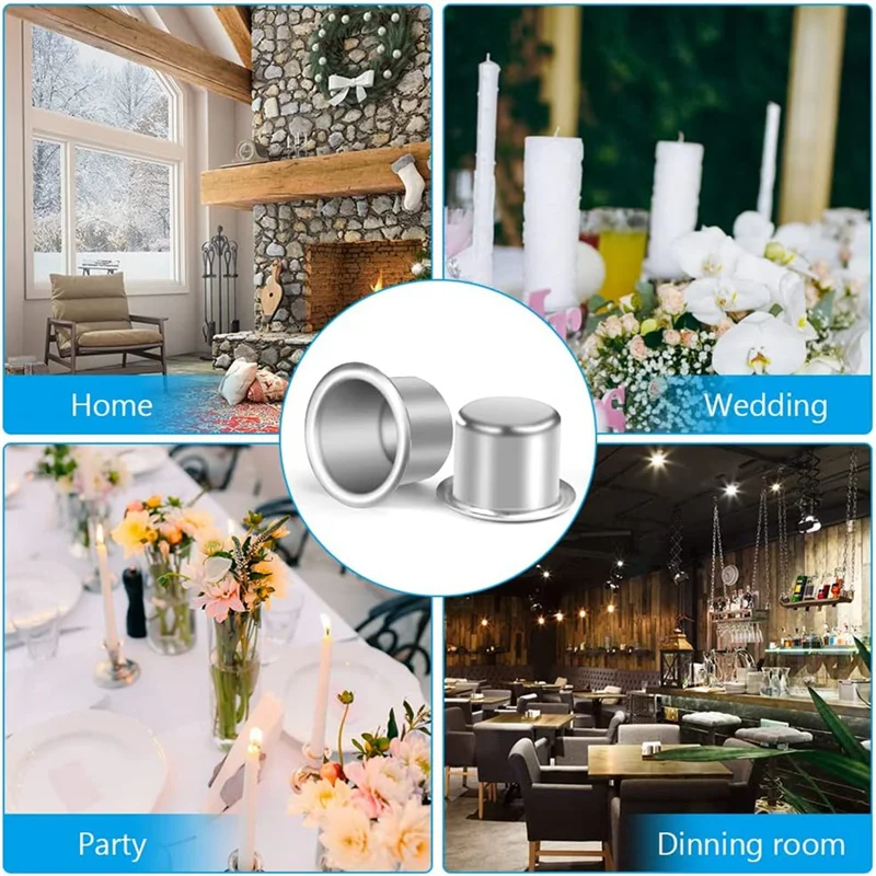 Suporte de velas pequenos de metal GOOD-20PCS, luzes de chá, velas de mesa de inserção de vela prateada, suporte de vela para velas de árvore