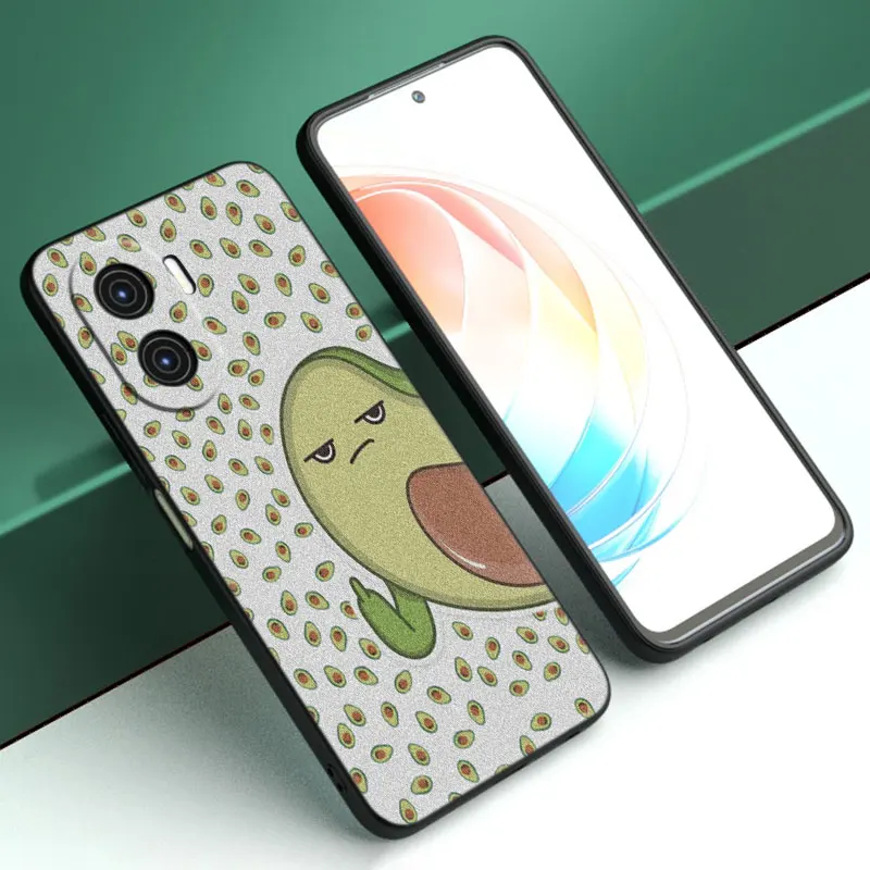 Cartoon Cute Avocado Cartoon Cover Black Phone Case For Honor X5 Plus X6 X7 X8 X6A X6S X7A X8A X9A X9B 70 90 Lite X30i X40i X50i