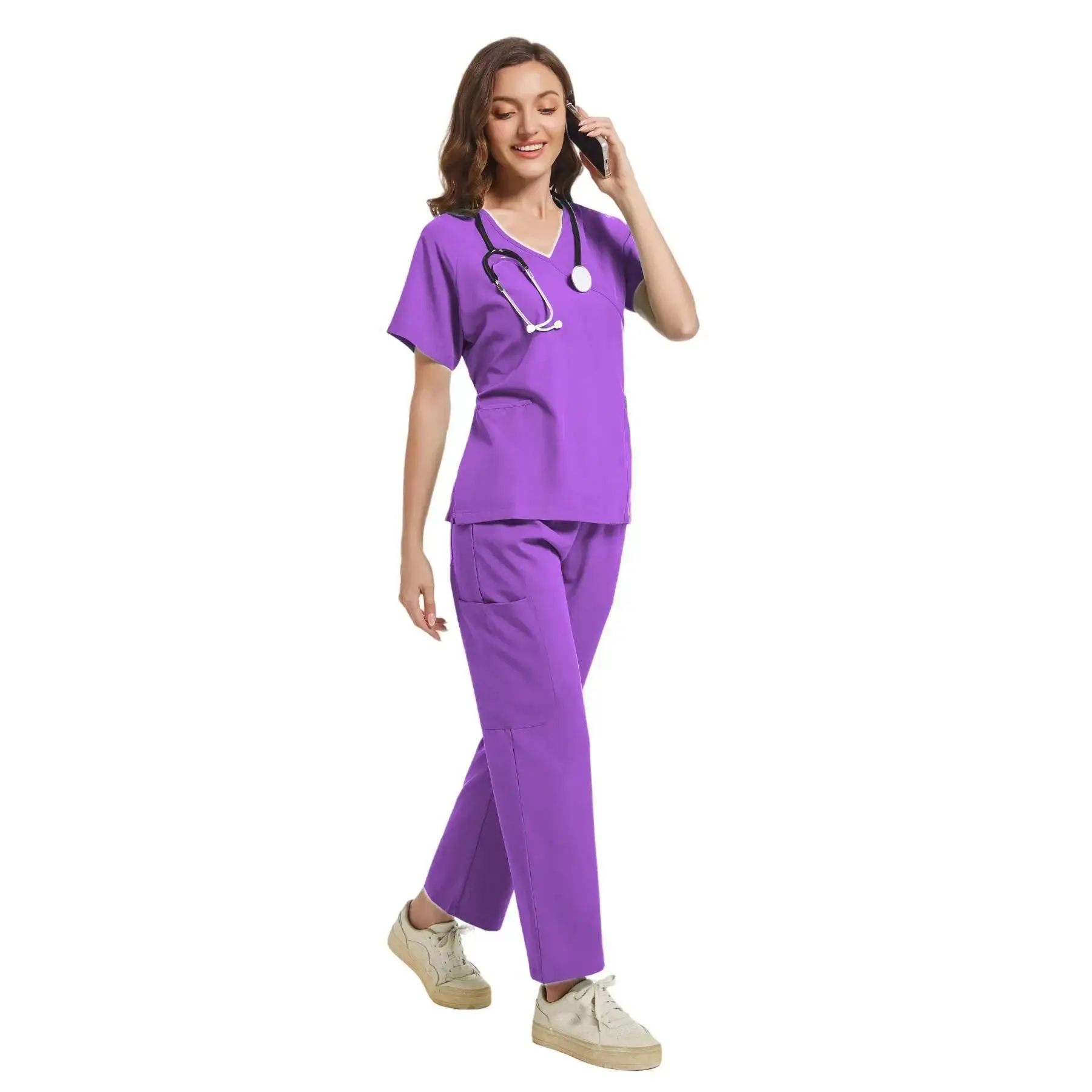 多色医療ユニフォーム女性スクラブセット病院作業スクラブスーツナースアクセサリー歯科手術スーツラボ作業服