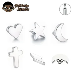 10Pcs F136 Titanium Star Moon Micro Dermal Anchor Piercing Top Skin Diver Surface Labret Tongue Eyebrow Piercing Body Jewelry