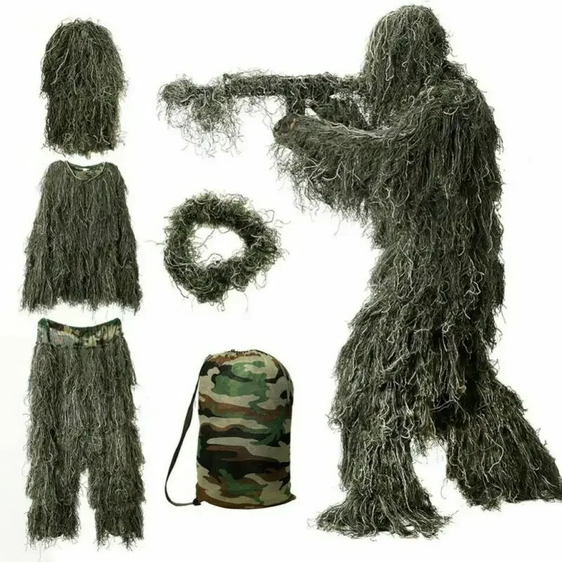 3D Caça Ghillie Terno Sniper Tático Militar Camuflagem Exército Roupas de Tiro