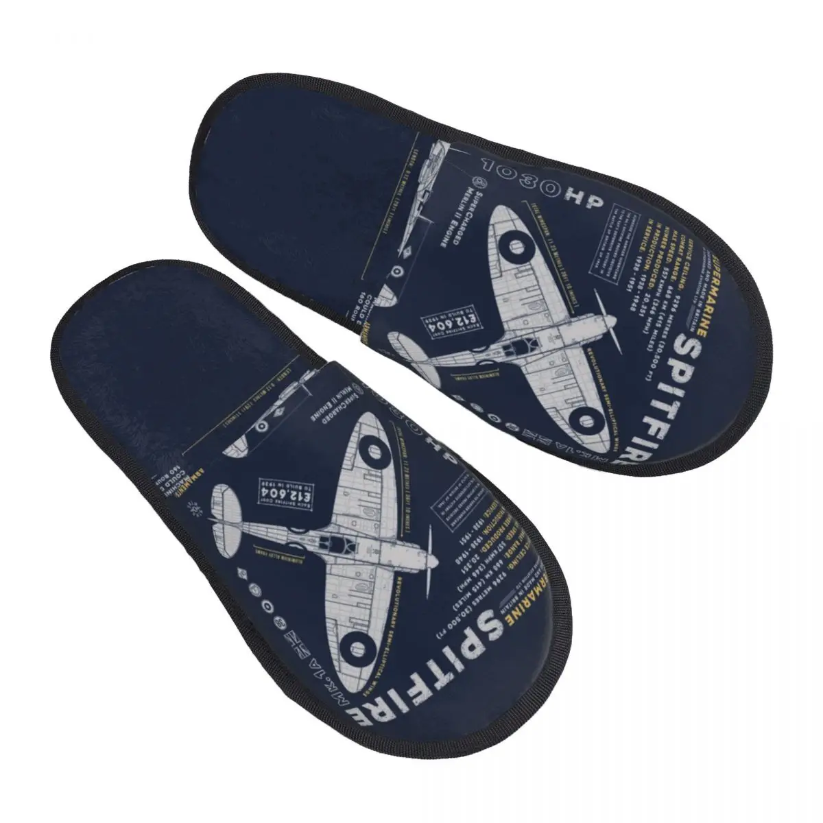 Supermarine Spitfire House Slippers Women Comfy Memory Foam Fighter Pilot Aircraft Airplane Plane Slip On Bedroom Slipper Shoes