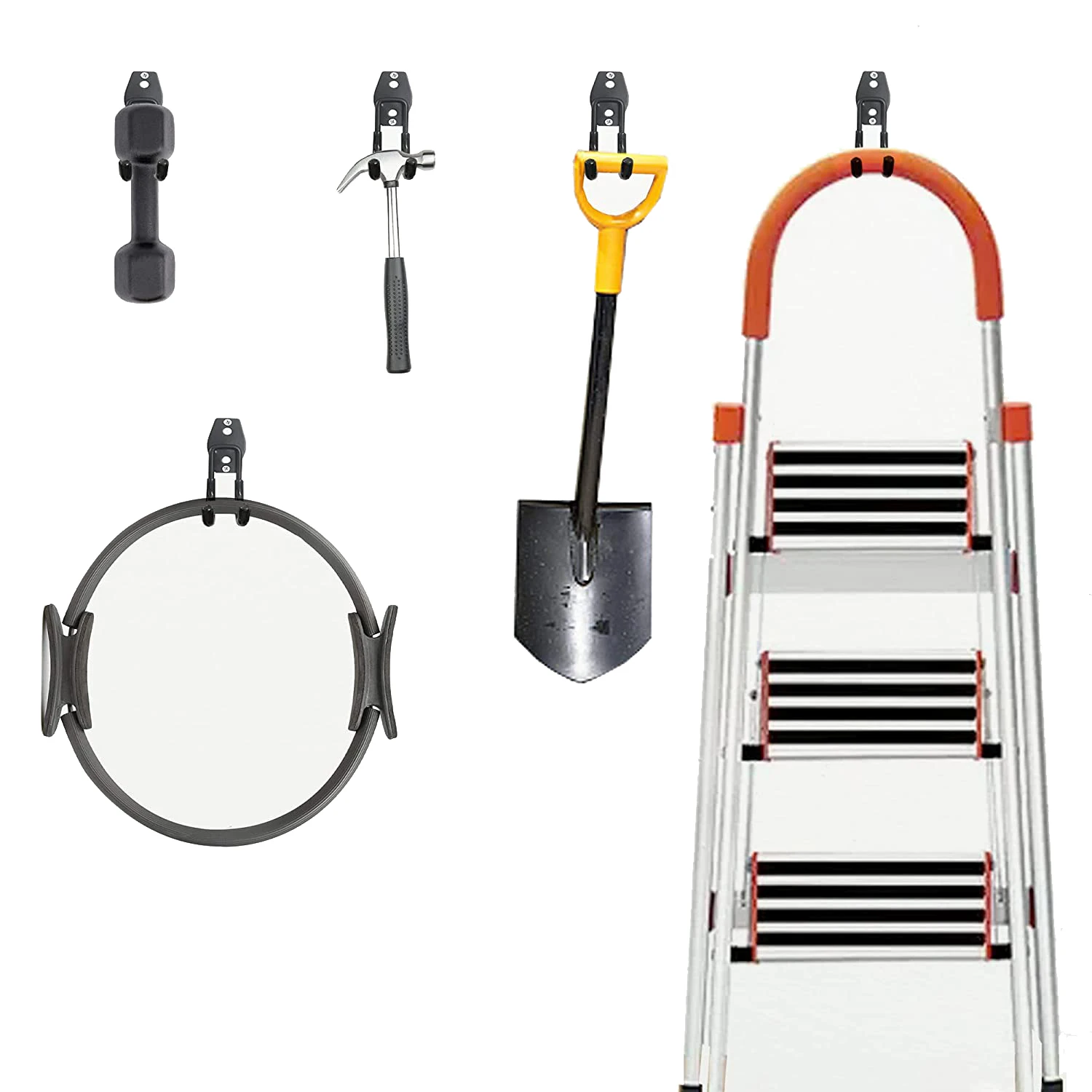 T34C 2 Pack Garage Hooks Heavy Duty Wall Mount Organizer Garage Wall Mount Utility Hooks with Anti-Slip Coating J Hooks