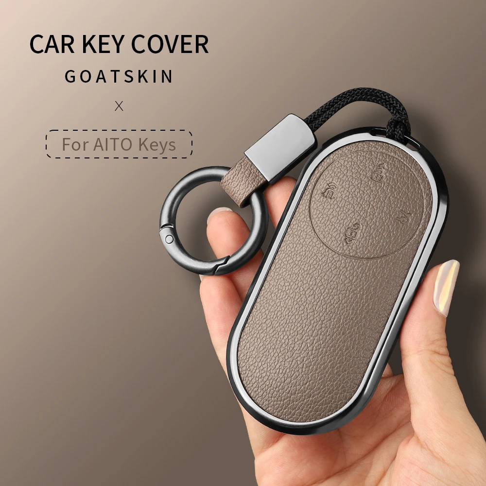 

360 Degree Protection Metal and Leather Car Key Case Cover For Aito M9 2024 Car Key Protection Shell Accessories