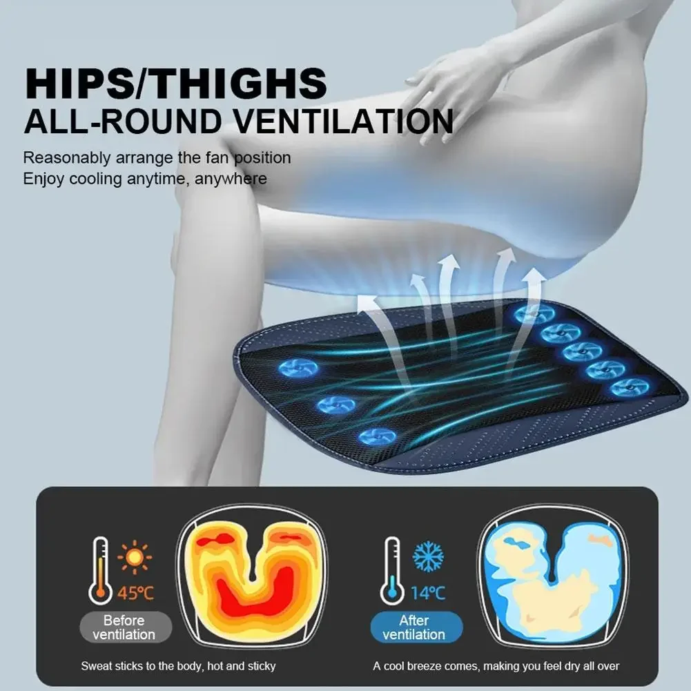 

Car Cooling Ice Silk Seat Cushion with 8/5 USB Fans Universal Ventilation Cushion Summer Cooling Cool Seat Blowing 5/12/24V