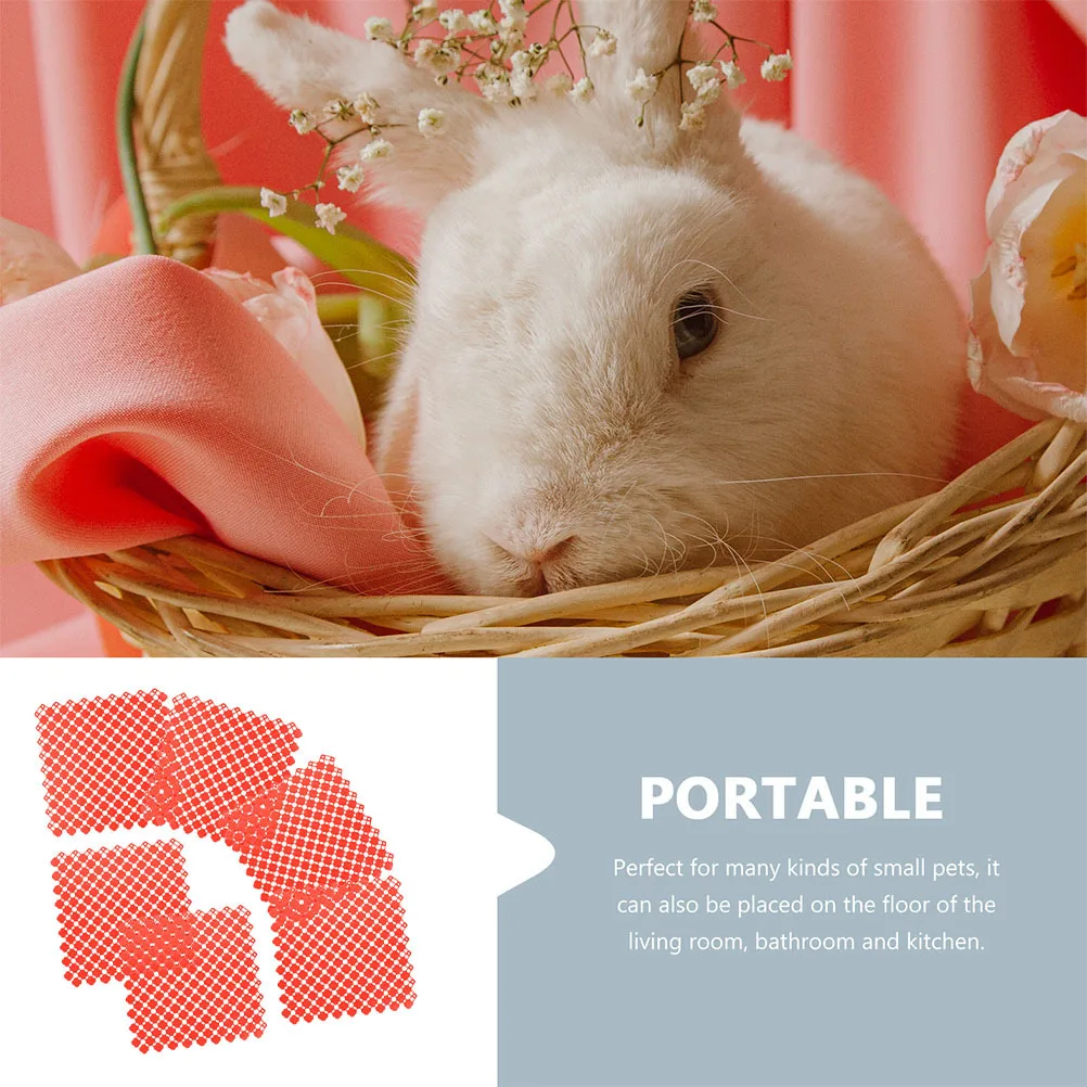 

6pcs Rabbit Floor Mat Pet Cage Mats Reusable Plastic Hole Design Wear-Resistant Small Animal Foot Pads For Bunny Hamster Living