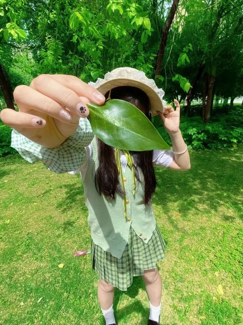 

Cute Japanese Style Sleeveless Knitted Sweater Jk Uniform Little Plum Summer Layering Vest Knitted Open Cardigan Top for Women