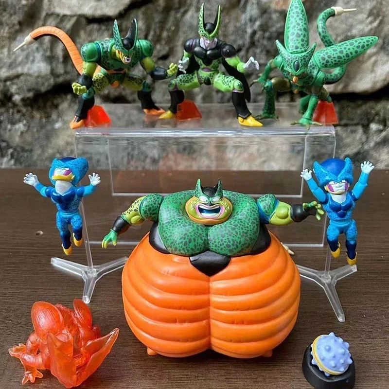 8pcs Cell Dragon Ball Figures All Forms Cell Action Figures Full Complement Twister Anime PVC Collection Model Toys Ornamen Gift