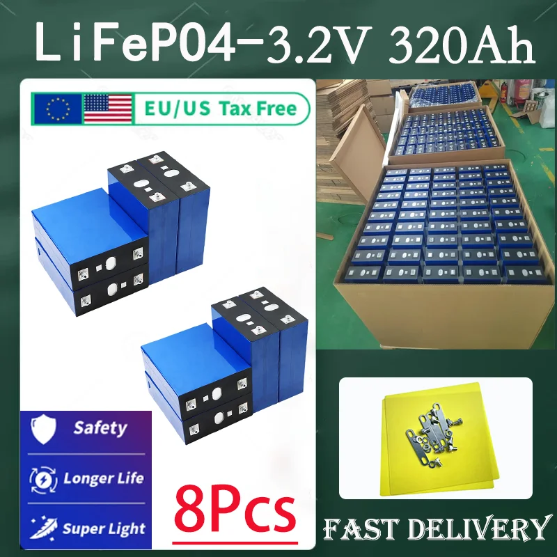 

3.2V 320Ah lifepo4 battery DIY 12V 24V 320Ah electric vehicle charging battery RV solar storage system Class A - Duty free