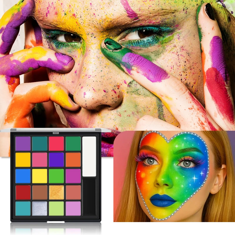 22색 유성 페인트 세트, 브러쉬, 무독성 페이스 페인트가 포함된 전문가용 페이스 페인팅 키트, 무대, 할로윈, 바디 아트 메이크업용