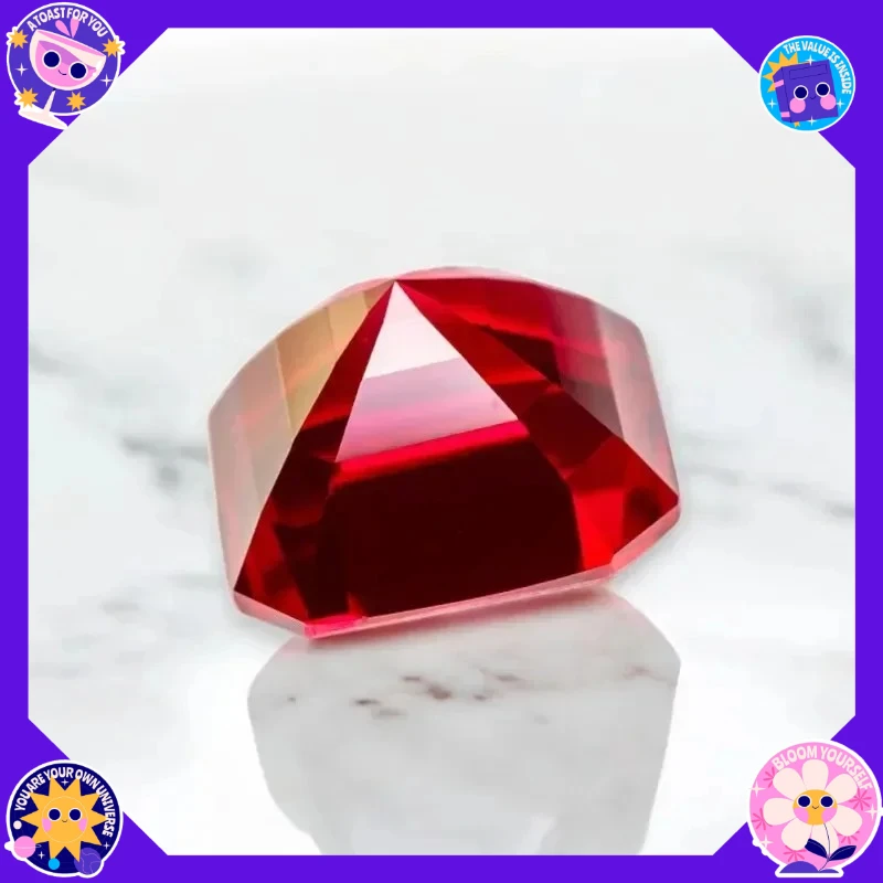 Hochwertiger Laborgezüchteter Rubin Asscher-Schliff Taubenblut-Rot Farbiger Edelstein – Detail 5