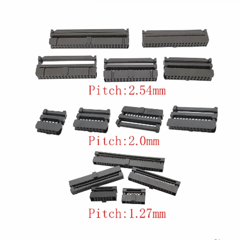 10 Piezas de Cabezal Hembra FC, Paso 2.54mm/2.0mm/1.27mm, 6P8P-50 Pines, Conector de Engaste IDC, Zócalos FC IDC para Cable Plano