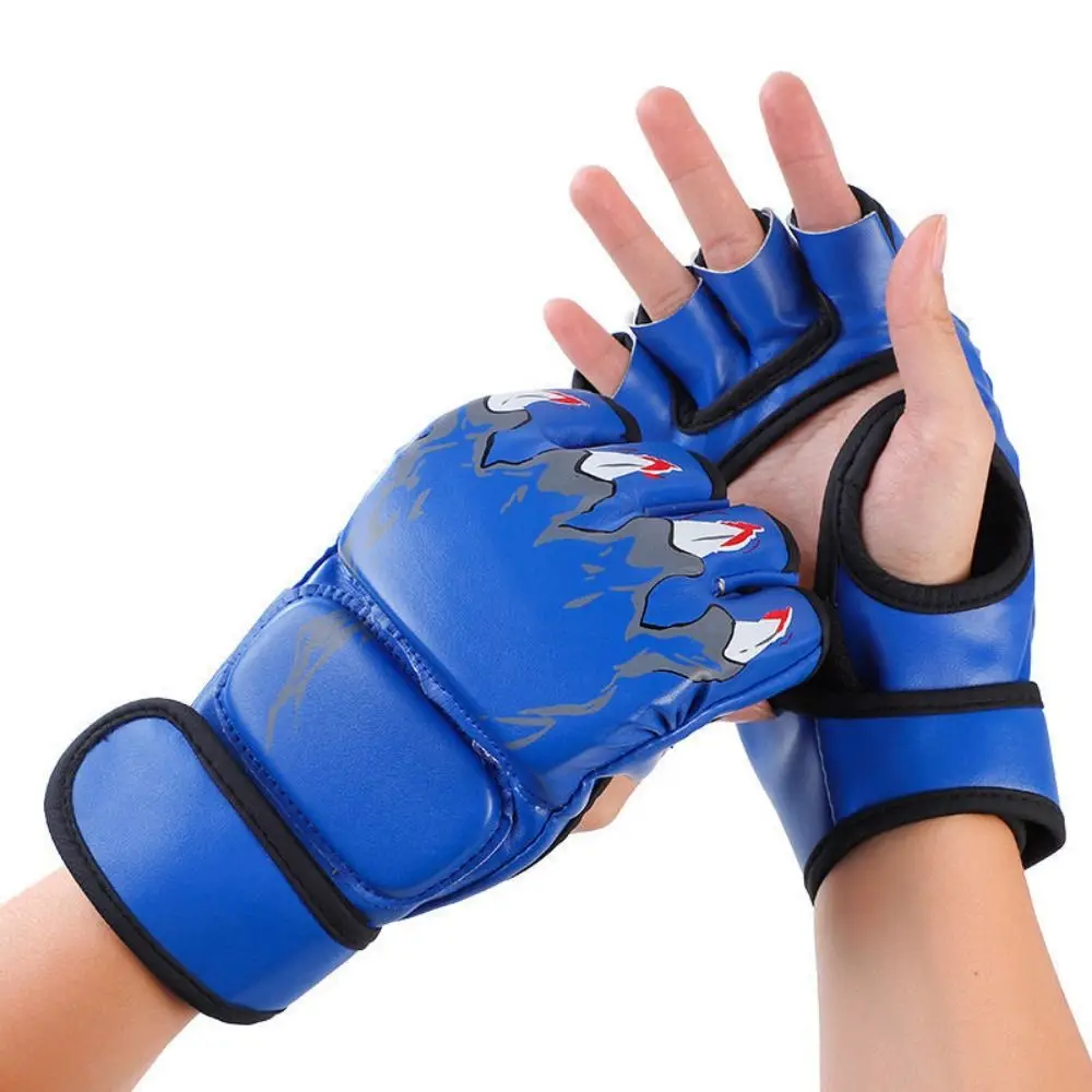 

New Half Finger Boxing Gloves Wear Resistant PU Punching Gloves Karate Muay Thai Training Workout Gloves for Men Women