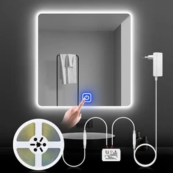 Touch Sensor Dimmable Dimmer COB LED Strip Lights 12V DIY Bathroom Dressing Table Vanity Makeup Mirror Backlight Lighting