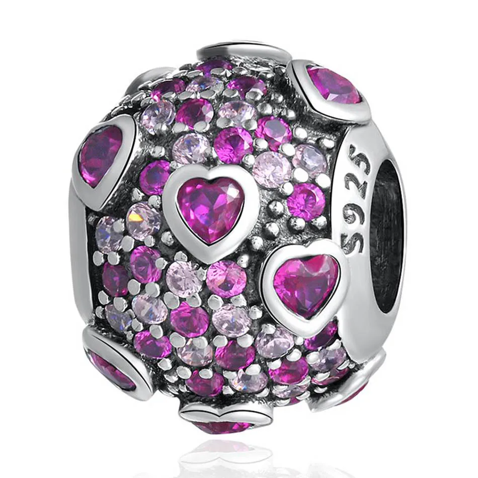 Women Bracelets Bead Explosion Of Love Heart Charm DIY Jewelry Multi-Colored CZ