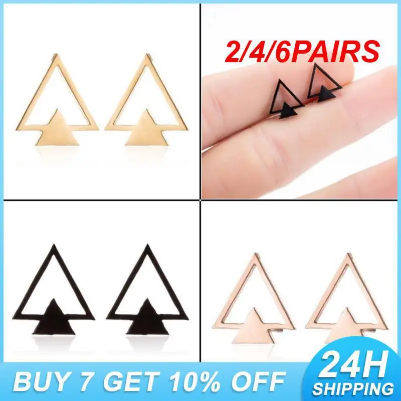 2/4/6PAIRS Metal All-match Earrings Trend Fashion Korean And Japanese Fashion Jewelry Jewelry Best Seller