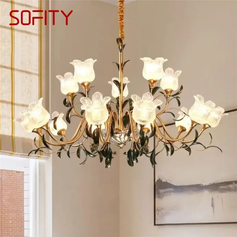 

SOFITY American Pastoral Chandelier French Creativity Flower Living Room Dining Room Bedroom Villa Home Decoration Pendant Lamp