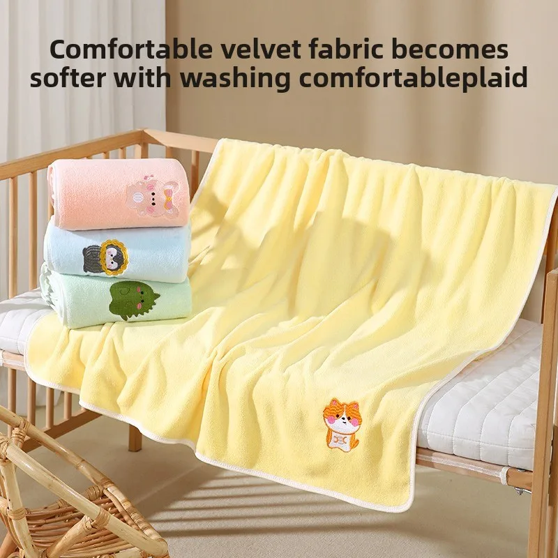 Newborn Bath Towel Set - Super Soft Coral Fleece, Quick-Dry Absorbent Baby Wrap Blanket, Thickened Anti-Shedding for Infants