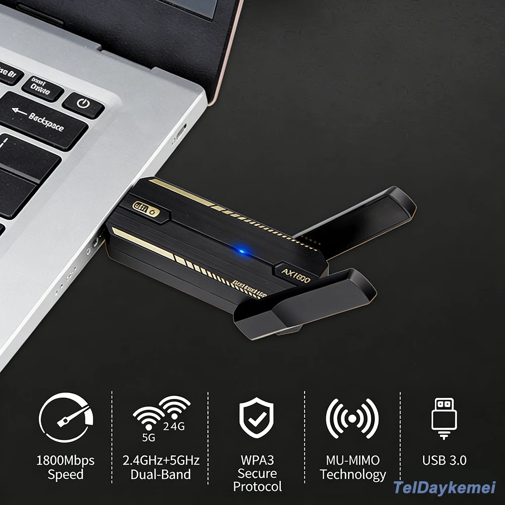 

Wi-Fi адаптер USB 3.0 AX1800, двухдиапазонный 2.4G/5Ghz, USB-приемник, сетевая карта с антенной, беспроводной, для ПК, ноутбуков, Windows 10/11